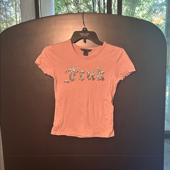 French Connection Pink Embellished Tee - Picture 1 of 3